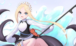  abigail_williams_(fate) abigail_williams_(festival_outfit)_(fate) absurdres alternate_costume blonde_hair blue_eyes bow breasts commentary fate/grand_order fate_(series) female highres holding holding_key key long_hair looking_at_viewer official_alternate_costume orange_bow parted_bangs sato_art sleeves_past_fingers sleeves_past_wrists small_breasts solo stuffed_animal stuffed_toy teddy_bear tentacle 