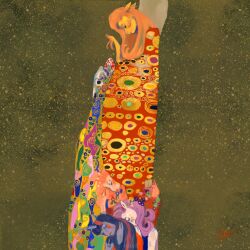  1:1 2023 abstract_background anthro blush closed_eyes clothed clothing earth_pony equid equine female fluttershy_(mlp) friendship_is_magic group gustav_klimt hair hasbro hi_res horn horse inspired_by_formal_art long_hair mammal multicolored_clothing my_little_pony mythological_creature mythological_equine mythology pink_hair pinkie_pie_(mlp) pony purple_hair rarity_(mlp) robe side_view signature standing style_emulation swollenbabyfat twilight_sparkle_(mlp) unicorn 