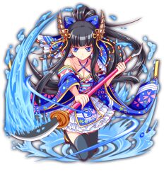  adapted_costume alternate_costume alternate_weapon anime_coloring artist_request bare_shoulders black_footwear black_hair black_thighhighs blue_bow blue_eyes blue_kimono blue_theme blunt_bangs bow breasts cleavage collarbone crash_fever criss-cross_halter criss-cross_straps dot_nose expressionless eyelashes female floral_print_bow floral_print_kimono floral_print_sleeves flower_knot frilled_bow frilled_kimono frilled_skirt frills frown full_body furisode_sleeves game_cg hair_ribbon hairbow half_updo halterneck high_ponytail holding holding_polearm holding_weapon horns japanese_clothes kimono kimono_dress kneeling layered_skirt long_hair number_print numbered official_alternate_costume official_alternate_weapon official_art outline outstretched_arm polearm print_bow print_kimono print_sleeves red_outline ribbon sidelocks skirt solo square square_print tabi tachi-e thighhighs third-party_source tomoe_(crash_fever) transparent_background very_long_hair very_long_sidelocks water_drop water_drop_print weapon weapon_request white_skirt wide_sleeves yellow_horns yellow_ribbon 