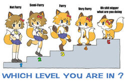  animal_humanoid anthro bi-nyo blue_eyes blush bottomwear bow_(disambiguation) brown_hair brown_nose canid canid_humanoid canine canine_humanoid chest_tuft clothed clothing comparison countershading english_text female feral footwear fox fox_humanoid fox_tail fur hair humanoid kemono legwear looking_at_viewer mammal mammal_humanoid nude one_shoe_on open_mouth options orange_body orange_fur ribbons school_uniform shoes short_hair skirt smile socks solo standing text transformation tuft uniform young 