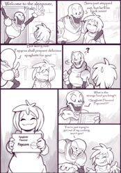    black_and_white comic frisk kayla-na monster movie_night_(kayla-na) papyrus safe sansscham skeleton undertale 