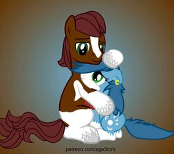  age3rcm animated blue_background brown_background cuddling duo equid equine fan_character female feral friendship_is_magic gradient_background hasbro hooves horse male mammal my_little_pony pony short_playtime simple_background 