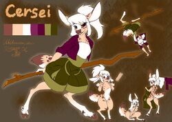  absurd_res anthro clothed clothing deer digital_media_(artwork) english_text female fur hair hi_res hooves hybrid looking_at_viewer mammal nude rinkamo signature simple_background smile solo spots tail text topwear wolfennecus(world) 