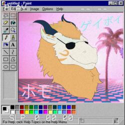  1:1 anthro bright_colors carbon-draws colored digital_media_(artwork) dragon english_text equid equine eyewear fur hi_res horn horse hybrid male mammal mane meme microsoft microsoft_paint_(copyright) microsoft_windows mythological_creature mythological_scalie mythology retro scalie smile solo spud sunglasses text vaporwave vhs vhs_filter voidpotato windows_95 