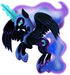  2015 absurd_res alicorn alpha_channel black_body black_feathers equid equine feathered_wings feathers female feral friendship_is_magic hasbro hi_res horn mammal my_little_pony mythological_creature mythological_equine mythology nightmare_moon_(mlp) simple_background solo theshadowstone transparent_background wings 