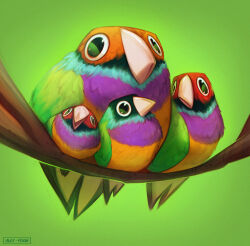  2023 alice_pisoni ambiguous_gender artist_name avian beak bird black_body black_eyes black_feathers blue_body blue_feathers closed_beak closed_frown colored digital_drawing_(artwork) digital_media_(artwork) english_description feathered_wings feathers feral finch folded_wings frown gouldian_finch green_background green_wings group hi_res larger_ambiguous larger_feral light lighting looking_at_viewer mouth_closed multicolored_body multicolored_feathers open_beak open_mouth orange_body orange_feathers oscine passerine perching purple_body purple_feathers red_body red_feathers shaded simple_background size_difference smaller_ambiguous smaller_feral tail tail_feathers tan_beak text white_tail wings 