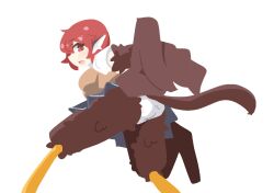  animal_ears big_o_pants bird_ears bird_legs bird_tail blush breasts brown_feathers brown_vest brown_wings commentary_request feather_fingers feathers female fio-chan_(big_o_pants) harpy large_breasts long_hair looking_at_viewer looking_back monster_girl no_lineart open_mouth original panties red_eyes red_hair solo tail transparent_background underwear upskirt vest white_panties winged_arms wings 