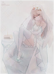  absurdres alternate_costume bare_shoulders blonde_hair blue_archive blush bridal_veil closed_mouth collarbone dress elbow_gloves feathered_wings female flower gloves hair_between_eyes hair_flower hair_ornament high_heels highres hyperlin3x long_hair looking_at_viewer nagisa_(blue_archive) pink_flower shoes sidelocks smile solo strapless strapless_dress thighhighs veil wedding_dress white_dress white_flower white_gloves white_shoes white_thighhighs wings yellow_eyes 