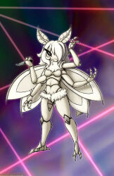  2025 absurd_res anthro arthropod breasts digital_media_(artwork) featureless_breasts female hair hi_res ida_victorovna insect_wings insects knife lepidopteran moth multi_arm multi_limb navel non-mammal_breasts one_eye_obstructed solo viroveteruscy wings world_gates 