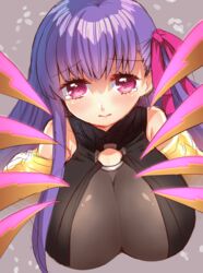  bare_shoulders blush breasts fate/extra_ccc fate/grand_order fate_(series) female hair_ornament long_hair passion_lip pink_eyes purple_hair tears 