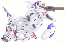  absurdres aqua_eyes arm_blade clenched_hand floating gun gundam gundam_00 gundam_00p gundam_astraea gundam_plutone highres holding holding_gun holding_weapon looking_ahead looking_down mecha no_humans open_hand robot science_fiction shield strictly_mecha v-fin weapon white_background 