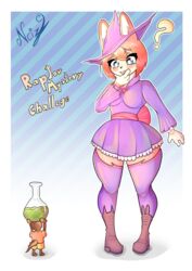  absurd_res anthro carrot_(ncize) challenge clothing colored digital_drawing_(artwork) digital_media_(artwork) female hat headgear headwear hi_res lagomorph leporid lizard male mammal ncize potion potion_bottle rabbit reptile scalie thick_thighs witch_hat 