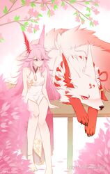  animal_ears barefoot breasts cherry_blossoms china_dress chinese_clothes cleavage closed_eyes closed_mouth cloud_ya dress female fox fox_ears highres higokumaru honkai_(series) honkai_impact_3rd long_hair looking_down nail_polish pink_hair pink_nails purple_eyes sitting sleeping sleeveless sleeveless_dress toes white_dress yae_sakura 