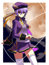  alternate_costume beret braid commentary_request cropped_jacket eltnum_(under_night_in-birth) etherlite female full_moon gloves hair_ribbon hat koyama_keisuke long_hair melty_blood moon necktie purple_eyes purple_hair ribbon single_braid single_glove sion_eltnam_atlasia skirt solo string thighhighs tsukihime under_night_in-birth v-neck very_long_hair weapon white_thighhighs wrist_cuffs 