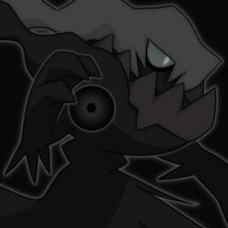  1:1 3_fingers ambiguous_gender attack black_background dark_theme darkrai digital_media_(artwork) energy_ball fingers generation_4_pokemon hair legendary_pokemon low_res nintendo not_furry outline pokemon pokemon_(species) pokemon_move shadow_ball side_view simple_background solo white_hair zaikudo 