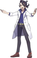  1boy black_hair highres labcoat male male_focus nintendo official_art open_mouth platane_(pokemon) pokemon pokemon_(game) pokemon_xy professor_sycamore solo 