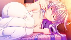  16:9 applique_(company) asami_asami azurite blue_hair closed_eyes collarbone female female game_cg long_hair re:birth_colony 