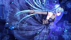  16:9 applique_(company) asami_asami azurite blue_eyes blue_hair collarbone dress female female game_cg long_hair re:birth_colony 