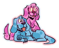  2018 absurd_res ambiguous_gender blue&#039;s_clues blue_(blue&#039;s_clues) blue_body blue_fur blue_nose canid canine canis digital_drawing_(artwork) digital_media_(artwork) domestic_dog duo feral fur head_tuft hi_res linklyshow magenta_(blue&#039;s_clues) mammal markings nickelodeon pink_body pink_fur pink_nose simple_background spots spotted_body spotted_fur tongue tongue_out tuft white_background 