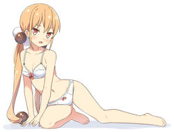  bare_arms bare_legs bare_shoulders barefoot bow bow_bra bow_panties bra breasts brown_eyes brown_hair chinese_commentary commentary_request female full_body hair_bobbles hair_ornament hatsunatsu long_hair looking_at_viewer low_twintails navel open_mouth panties shadow small_breasts solo twintails underwear underwear_only v-shaped_eyebrows very_long_hair white_background white_bra white_panties xiaoyuan_(you_can_eat_the_girl) you_can_eat_the_girl 