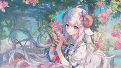  animal_ears bell flowers horns maccha_(mochancc) merry_(meumy) meumy sheepgirl watermark 