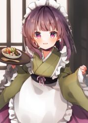  :d absurdres apron blush bow brown_hair choker commentary_request commission commissioner_upload dress fallenshadow female flat_chest food frilled_apron frilled_dress frilled_kimono frilled_sleeves frills fruit green_kimono hairbow heripiro highres holding holding_food holding_tray ice_cream indie_virtual_youtuber indoors japanese_clothes kimono long_skirt long_sleeves looking_at_viewer maid maid_apron maid_cafe maid_headdress medium_hair open_mouth petite pink_eyes pink_skirt short_twintails skeb_commission skirt sleeves_past_wrists smile solo spoon tray twintails virtual_youtuber wa_maid white_apron window wrist_cuffs 