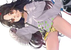  animal anthro bandaid black_hair bones c-ms_(girls_frontline) choker fish flat_chest food girls_frontline long_hair oerba_yun_fang panties rangen red_eyes underwear 