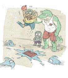  2014 amumu_(lol) beau_555 bodily_fluids bottomwear clothed clothing crocodile crocodilian crocodylid crying doublebite_(artist) english_text flippers goo_creature group laugh league_of_legends lifeguard male mammal renekton reptile riot_games scalie shirt shorts simple_background swimwear tank_top tears tencent text topwear undead whistle_(object) yordle zac_(lol) ziggs_(lol) 