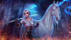  ciri horns official_watermark prywinko sword the_witcher the_witcher_3 wallpaper 