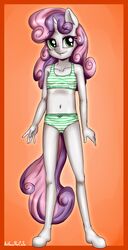  2017 anibaruthecat anthro anthrofied border bottomwear bow_panties bow_underwear bra breasts clothed clothing colored_edge_bra colored_edge_panties colored_edge_underwear curled_hair curled_tail digital_media_(artwork) equid equine female flat_chested friendship_is_magic frilly frilly_clothing frilly_panties frilly_underwear green_bra green_clothing green_eyes green_panties green_underwear hair hasbro hi_res horn long_hair mammal multicolored_hair my_little_pony mythological_creature mythological_equine mythology navel orange_border panties pattern_bottomwear pattern_clothing pattern_panties pattern_underwear smile solo striped_bottomwear striped_clothing striped_panties striped_underwear stripes sweetie_belle_(mlp) tail training_bra two_tone_hair two_tone_tail underwear underwear_only unicorn young 