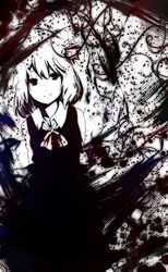  commentary_request darkness female highres inkblot light_smile monochrome rumia solo terimayo touhou 