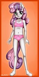  2017 anibaruthecat anthro anthrofied border bow_bra bow_panties bow_underwear bra breasts clothed clothing colored_edge_bra colored_edge_panties colored_edge_underwear curled_hair curled_tail digital_media_(artwork) equid equine female flat_chested friendship_is_magic frilly frilly_clothing frilly_panties frilly_underwear green_eyes hair hasbro hi_res horn long_hair mammal multicolored_hair my_little_pony mythological_creature mythological_equine mythology navel orange_border panties pink_bra pink_clothing pink_panties pink_undergarments pink_underwear polka_dot_panties smile solo sweetie_belle_(mlp) tail training_bra two_tone_hair two_tone_tail underwear underwear_only unicorn young 