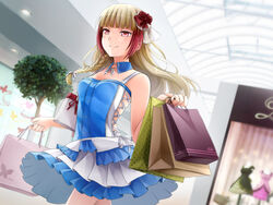  audrey_belrose bag blunt_bangs braid breasts brown_hair corset day detached_collar fashion female flower frilled_skirt frills game_cg hair_flower hair_ornament handbag highres holding holding_bag hunie_(series) huniepop indoors long_hair looking_away mall multicolored_hair neck_ribbon ninamo non-web_source red_eyes red_hair ribbon shopping shopping_bag side_braid single_braid skirt skylight skylight_(architecture) sleeveless small_breasts smile solo streaked_hair tree two-tone_hair 