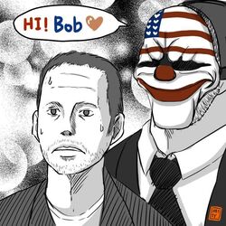  2boys bobblehead_bob dallas_(payday) mask multiple_boys patty_(artist) payday_(series) payday_2 you_gonna_get_raped 