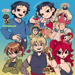  4boys 4girls :3 :o ? animal_ears annoyed bishie_sparkle black_eyes black_hair blonde_hair blue_sweater blush breasts brown_hair cantobear cat_boy cat_ears cat_tail chibi chibi_inset cleavage collared_shirt commentary crossed_arms doyagao earrings english_commentary envy_adams full-face_blush furrification furry furry_male gideon_gordon_graves glasses green_jacket hat heart holding holding_sword holding_weapon hood hoodie hoop_earrings jacket jewelry jitome julie_powers knives_chau long_hair long_sleeves makeup multiple_boys multiple_girls multiple_views neil_nordegraf official_alternate_costume official_style open_clothes open_jacket ponytail red_hair round_eyewear roxanne_richter sailor sailor_hat salute school_uniform scott_pilgrim_(series) scott_pilgrim_takes_off serafuku shirt short_hair short_twintails sleeveless sleeveless_hoodie smile smirk smug sweater sword tail todd_ingram twintails wallace_wells weapon white_shirt yaoi 