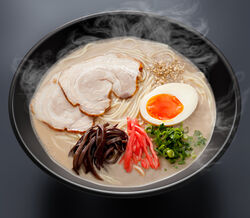  bowl char-siu commentary_request egg food food_focus grey_background highres meat no_humans noodles original photorealistic pork ramen realistic softboiled_egg spring_onion steam toshi_(hokkaido2015) 