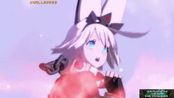  3d animated animated arc_system_works blue_eyes bounce bouncing_breasts breasts bunny_ears choker cleavage elphelt_valentine female female guilty_gear guilty_gear_xrd guilty_gear_xrd:_revelator guilty_gear_xrd:_revelator_2 large_breasts open_mouth running solo white_hair 