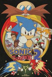  1990s_(style) 5boys absurdres copyright_name dark-skinned_female dark_skin dr._eggman facial_hair female furry furry_male glasses highres knuckles_the_echidna maddie_wachowski master_emerald moustache movie_poster multiple_boys parody retro_artstyle ryanarchy sonic_(live_action) sonic_(series) sonic_the_hedgehog sonic_the_hedgehog_(classic) sonic_the_hedgehog_2_(film) style_parody tails_(sonic) tom_wachowski tyson_hesse_(style) 