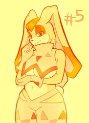  2021 anthro bottomwear breasts clothed clothing digital_drawing_(artwork) digital_media_(artwork) dressuptober female gloves handwear hi_res junkedart lagomorph leporid mammal midriff monochrome portrait rabbit sega sleeveless solo sonic_the_hedgehog_(series) three-quarter_portrait topwear vanilla_the_rabbit 