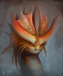  2014 cloudjumper digital_media_(artwork) dragon dreamworks headshot_portrait hi_res how_to_train_your_dragon looking_at_viewer mythological_creature mythological_scalie mythology neboveria orange_eyes portrait scalie smile solo stormcutter teeth 