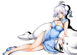  chinadress cleavage gun heels nakano_maru shiro_(dennou_shoujo_youtuber_shiro) 