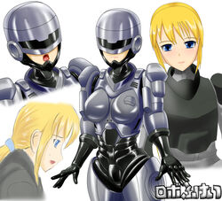  absurdres android blonde_hair breasts female highres mecha_girl robocop robocop_(character) rule_63 