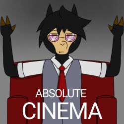  absolute_cinema alpaca anthro camelid canid canine canis clothing cloven_hooves eyewear fast_master furniture glasses hooves hybrid jacket male mammal necktie shirt sofa solo tachi_(fast_master) topwear undershirt wolf 