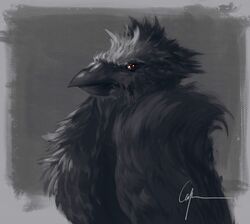  2019 alternate_form ambiguous_feral ambiguous_gender beak black_beak black_body black_feathers border caymartworks corviknight digital_media_(artwork) digital_painting_(artwork) feathered_crest feathered_wings feathers feral folded_wings generation_8_pokemon glistening glistening_eyes grey_background grey_border head_crest hi_res nintendo pokemon pokemon_(species) portrait red_eyes simple_background solo standing three-quarter_portrait wings 