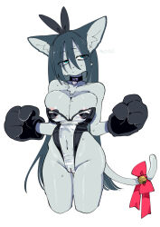  animal_ears animal_hands breasts cat_ears cat_girl cat_tail choker cleavage female furry furry_female gloves green_hair hair_between_eyes heart_pasties large_breasts leotard long_hair nipple-pastie_maid original pasties paw_gloves playboy_bunny pussy rabbit_ears see-through_clothes simple_background tail tanutan_(fur-ecoro3) thigh_gap white_background 