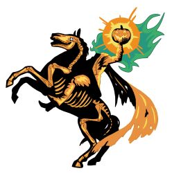  ambiguous_gender duo feral fire for_a_head headless_horseman hi_res humanoid i11ogica1 male object_head pumpkin_head skeleton_horse 