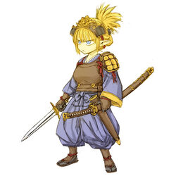  :&lt; angry armor baggy_pants blonde_hair blue_eyes cervus commentary_request dou female hair_up hakama hakama_pants holding holding_sheath holding_sword holding_weapon japanese_armor japanese_clothes katana kote kusazuri original pants pants_tucked_in pointy_ears scabbard sheath sheathed short_sword shoulder_armor simple_background sode solo sword tachi_(weapon) unsheathed unsheathing v-shaped_eyebrows weapon wide_sleeves 