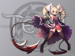  animal_ears bicolored_eyes chains dress ecell elin garter gloves panties stockings tera_online underwear weapon 