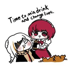  2girls @_@ blush commentary_request crossover dorothy_haze drunk english_text eyepatch feeding girls&#039;_frontline headband jack_daniel&#039;s korean_commentary lowres m16a1_(boss)_(girls&#039;_frontline) m16a1_(girls&#039;_frontline) madcore multiple_girls open_mouth pink_hair ponytail short_hair va-11_hall-a white_hair 