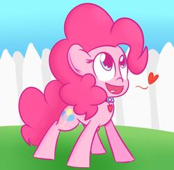  collar equid equine female feral friendship_is_magic hair happy hasbro heart_symbol horse mammal mrdegradation my_little_pony open_mouth outside pink_hair pinkie_pie_(mlp) solo tongue 